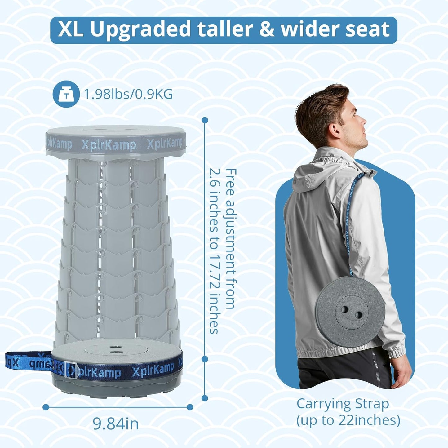 Upgraded Thickened Collapsible Stool, Portable Folding Stool Chair Lightweight But Sturdy Foldable Camping Stool, Retractable Telescopic Seat for Picnics Fishing Hiking BBQ (2, Grey)