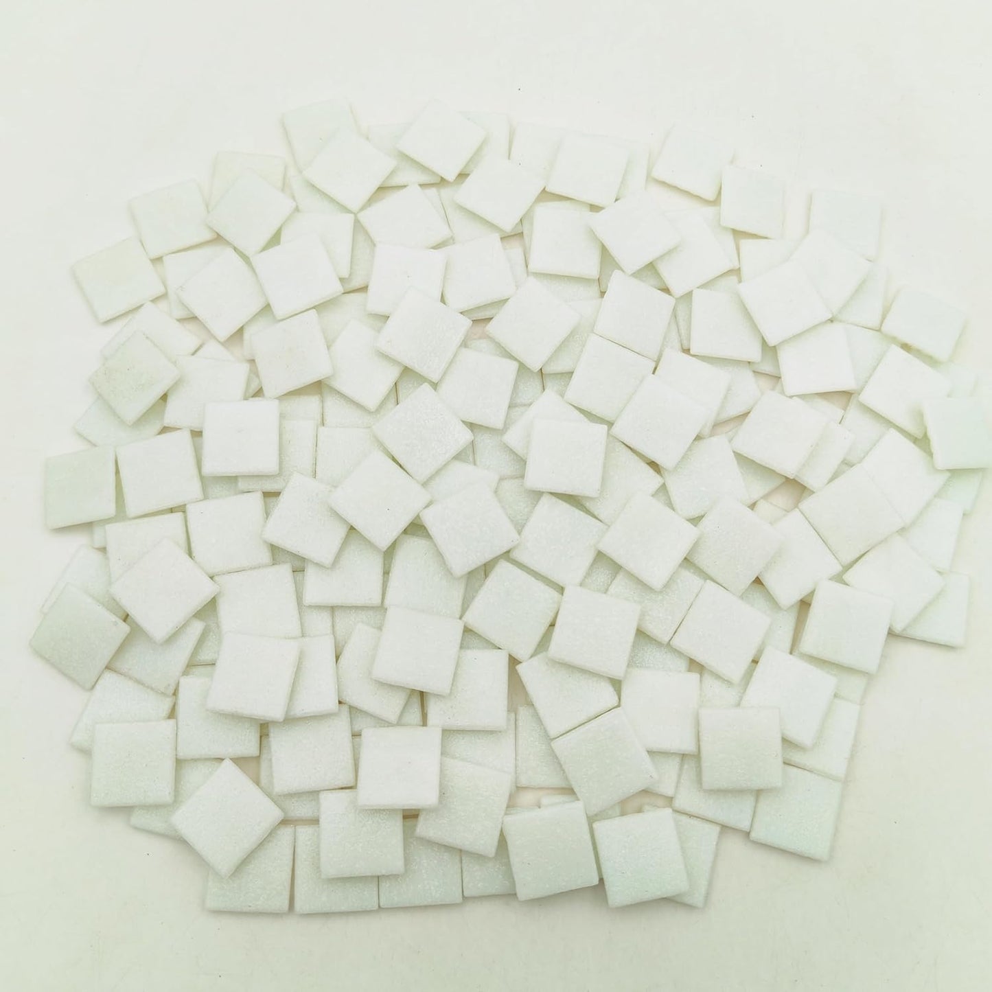 3/4 inch Quartz Glass Mosaic Tiles for Crafts, 1.1 LB, Square Mosaic Pieces for DIY Picture, Home Mosaic Decoration (White)