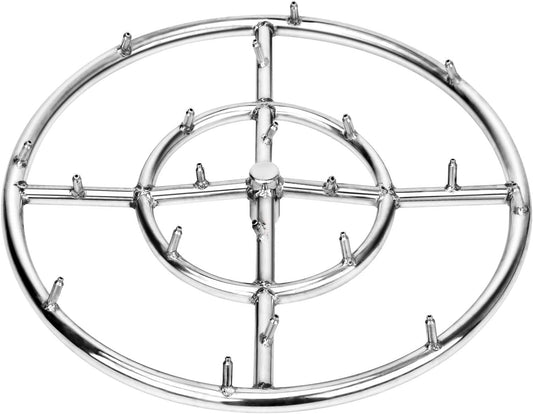 Stanbroil 18" Stainless Steel Round Jet Burner Ring for Natural or Propane Gas Fire Pit, 304 Series Stainless Steel, Double Ring