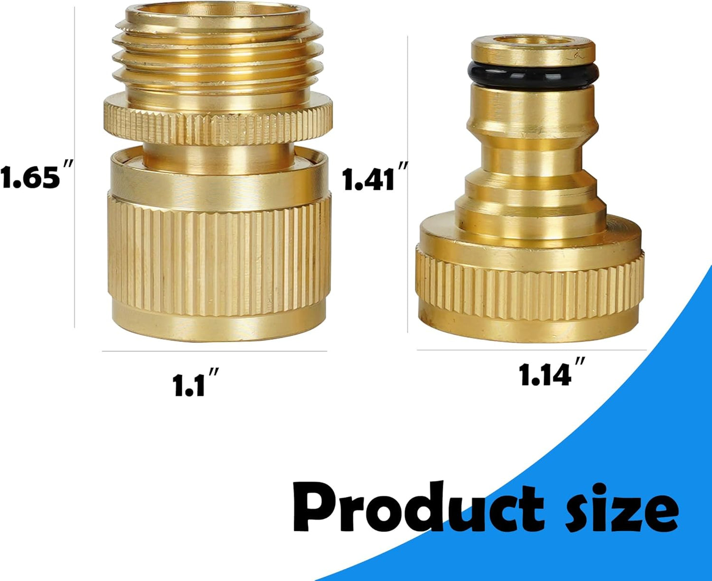 Hourleey Garden Hose Quick Connect, 8 Set Solid Brass 3/4 Inch GHT Thread Garden Hose Quick Connect Fittings, No-Leak Male and Female Water Hose Quick Release Connectors