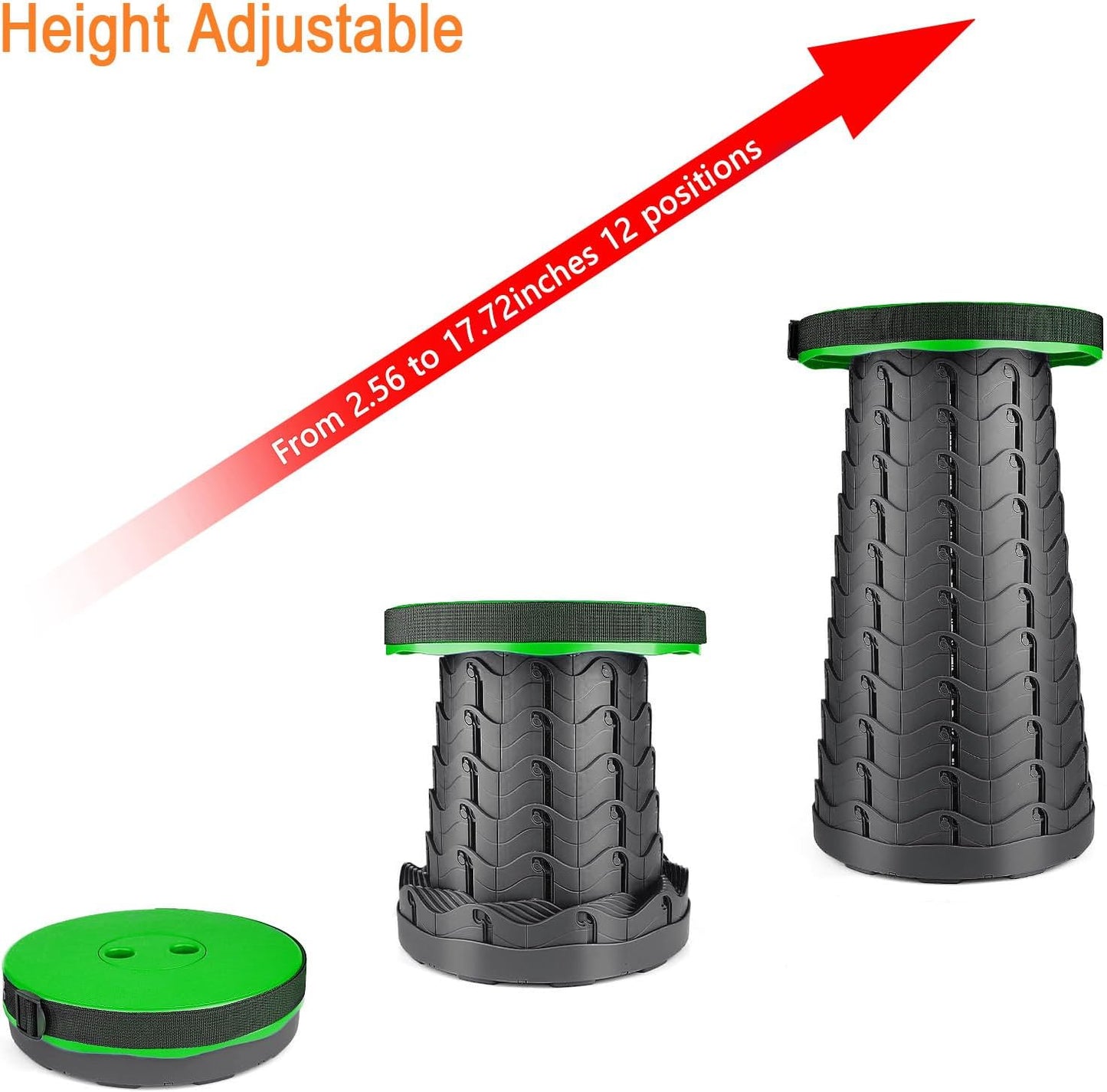 Boreeman Upgraded Folding Stool Lightweight Yet More Sturdy with Load Capacity 400lbs Portable Collapsible Stool for Camping Fishing Hiking BBQ (Green)