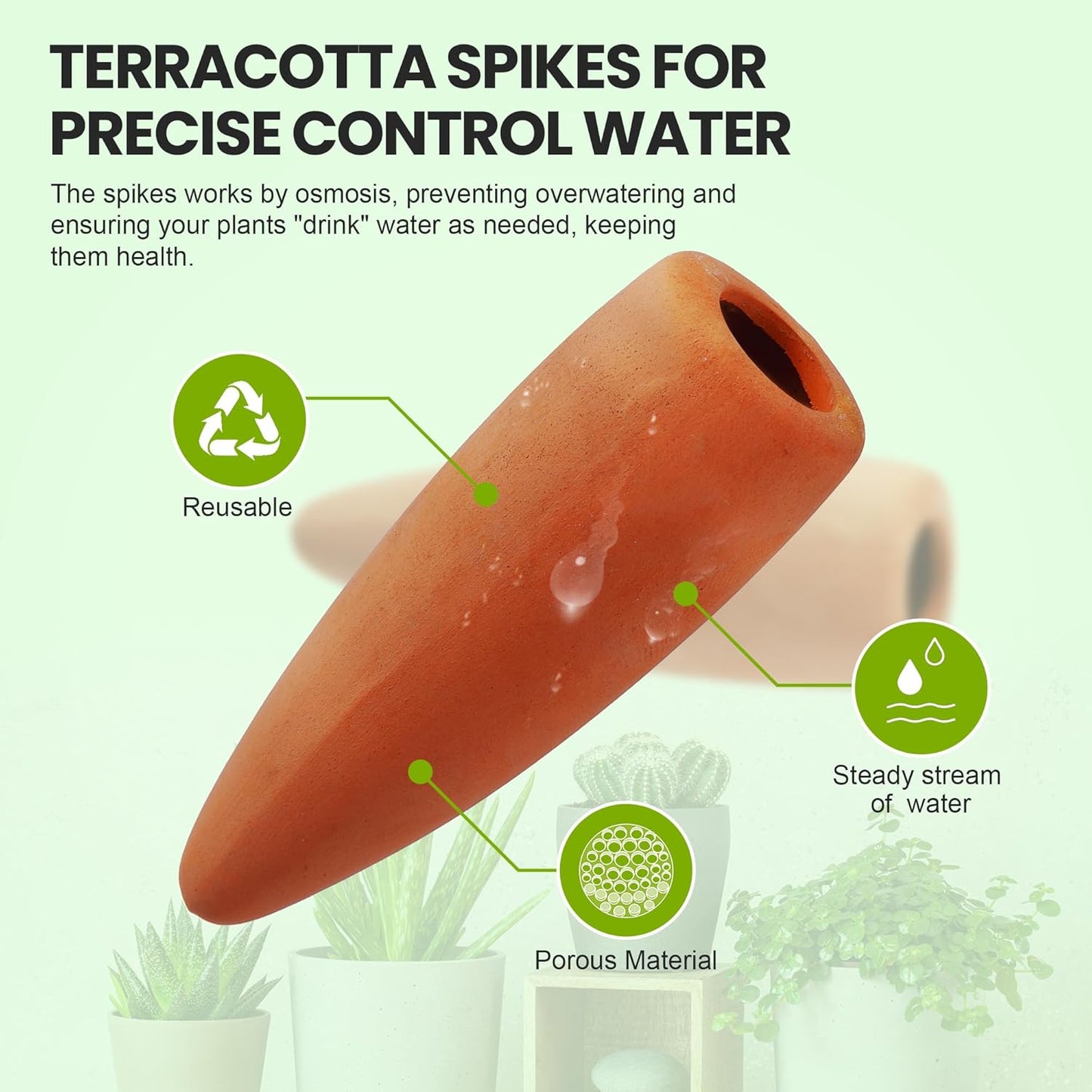 Meonum 4 Pcs Plant Watering Globes, Rainbow Glass Self Water Bulbs with Non Clogging Terracotta Spikes, Automatic Watering Globes for Indoor Outdoor Plants, Vacation Planting Water Devices