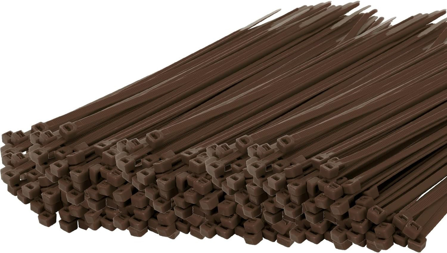 14 Inch Zip Ties Brown 1000 PCS, 40 Lbs- Heavy Duty Tensile Strength, Nylon PA66 UV Resistant Cable Ties for Indoor and Outdoor Use - Ideal for object bundling and fastening