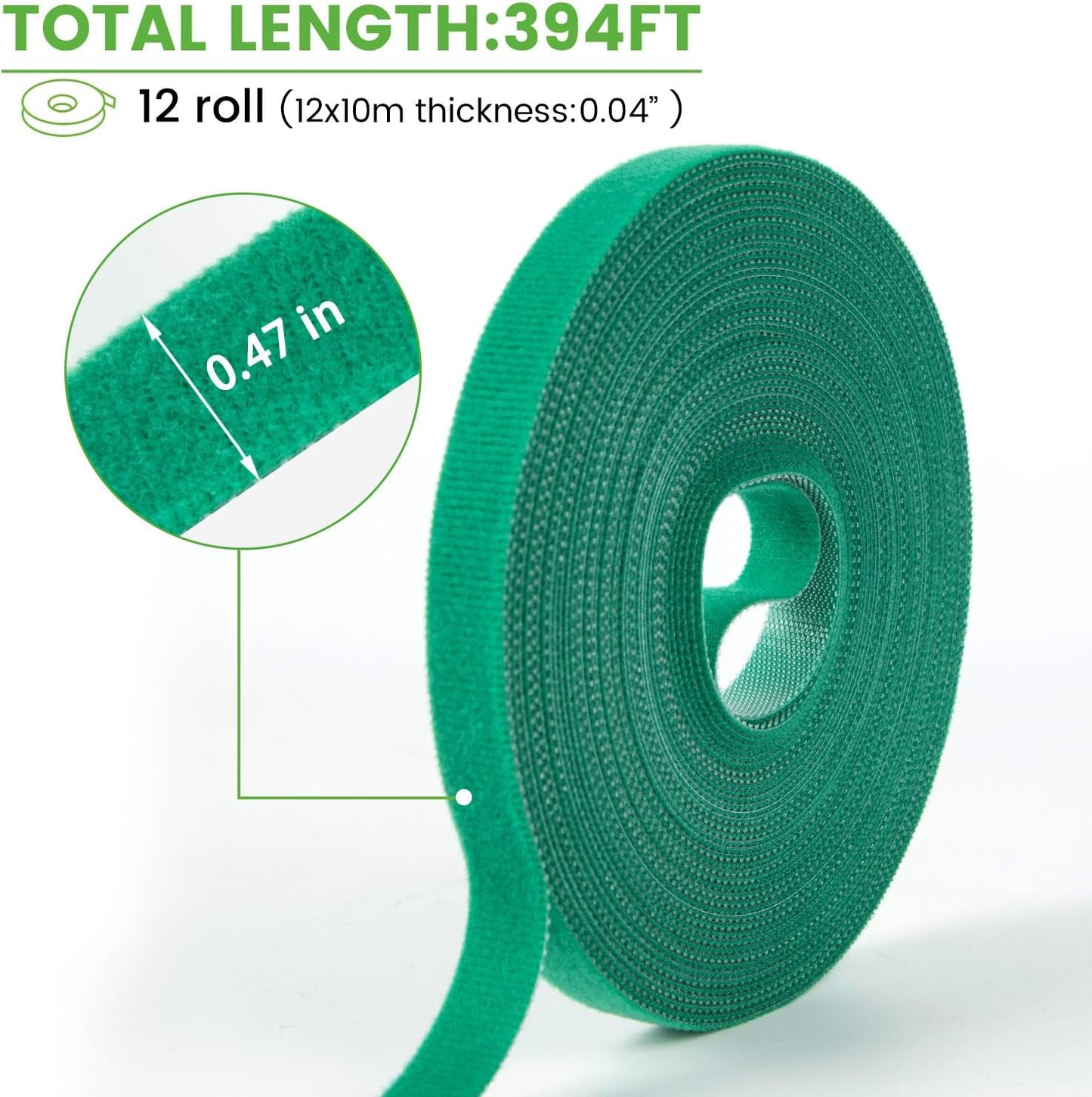 12 Rolls Plant Tape, Twist Ties for Plants 1/2" 394ft Garden Plant Ties, Green Tape, Soft and Tomato Plant Ties, Plant Twist Tie for Plant Gardening, Home, Office