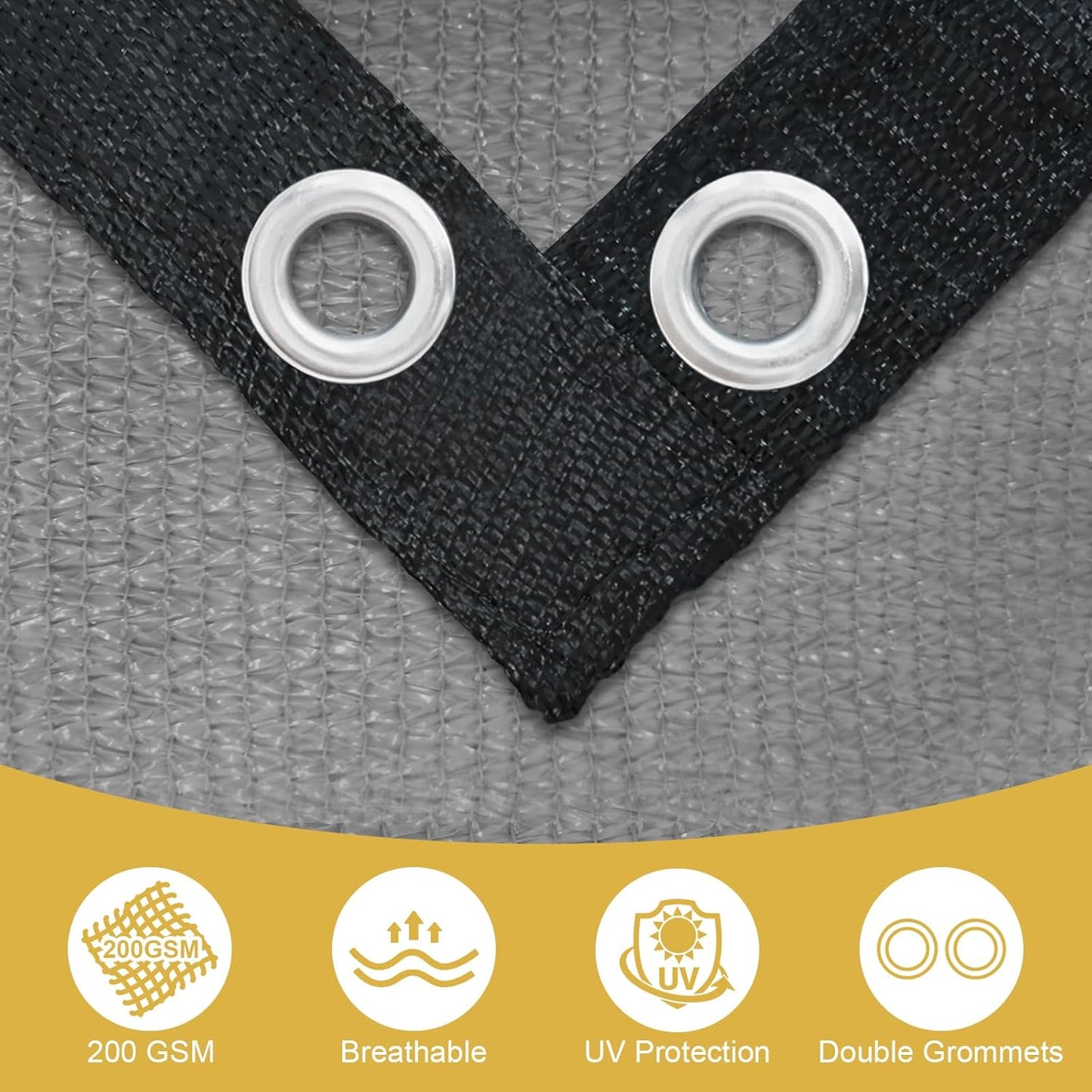 Shade&Beyond 90% Sun Shade Cloth with Grommets, 6' X 8' Pergola Shade Cover Canopy, Mesh Tarp Sun Screens for Patio, Outdoor, Garden, Backyard, Light Gray