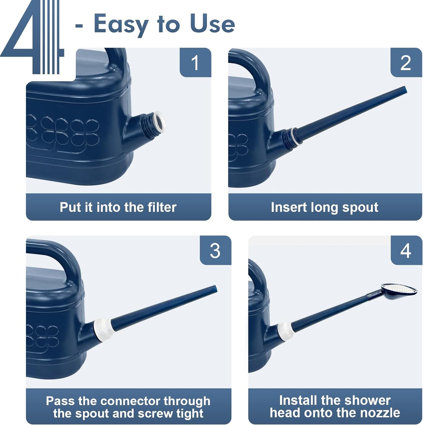 2 Gallon Watering Can for Outdoor Plants, Plant Watering Can with Removable Long Spout and Stainless Steel Sprinkler Head, Large Water Can for Garden Flowers Vegetables