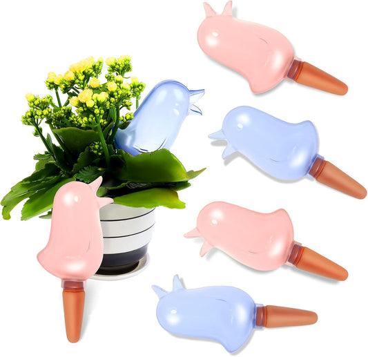 6 Pack Self Watering Spikes Plant Waterer Bird Shape Self Watering Globes Clear Watering Stakes Automatic Drip Irrigation Water Devices Vacation Houseplant Potted Plant Watering Bulbs
