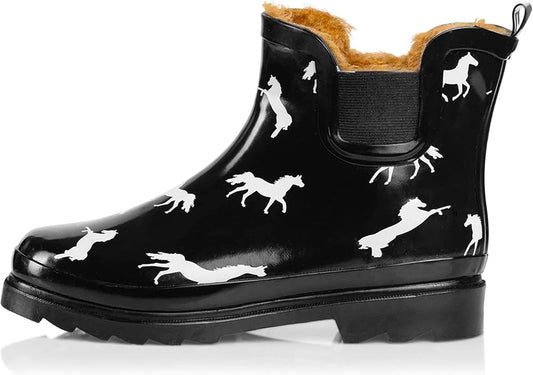 NORTY - Womens Ankle Rain Boots - Ladies Waterproof Winter Spring Garden Boot runs ½ size large