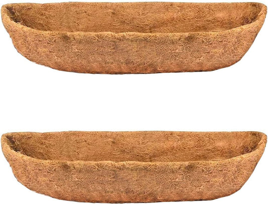 2 Pcs Garden Coconut Planter Liner - Preformed Window Box Natural Trough Coco Coir Mats (36 Inch)