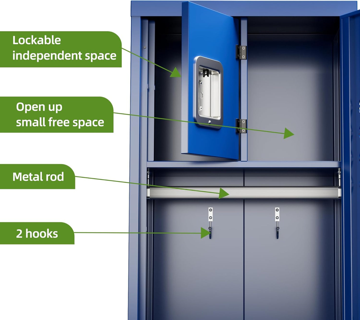 Locking Metal Locker with Hanging Rod,1 Door Metal Storage Locker for Gym,Basketball Gym,Gymnasiums,Utility Room,Assembly Required,Blue