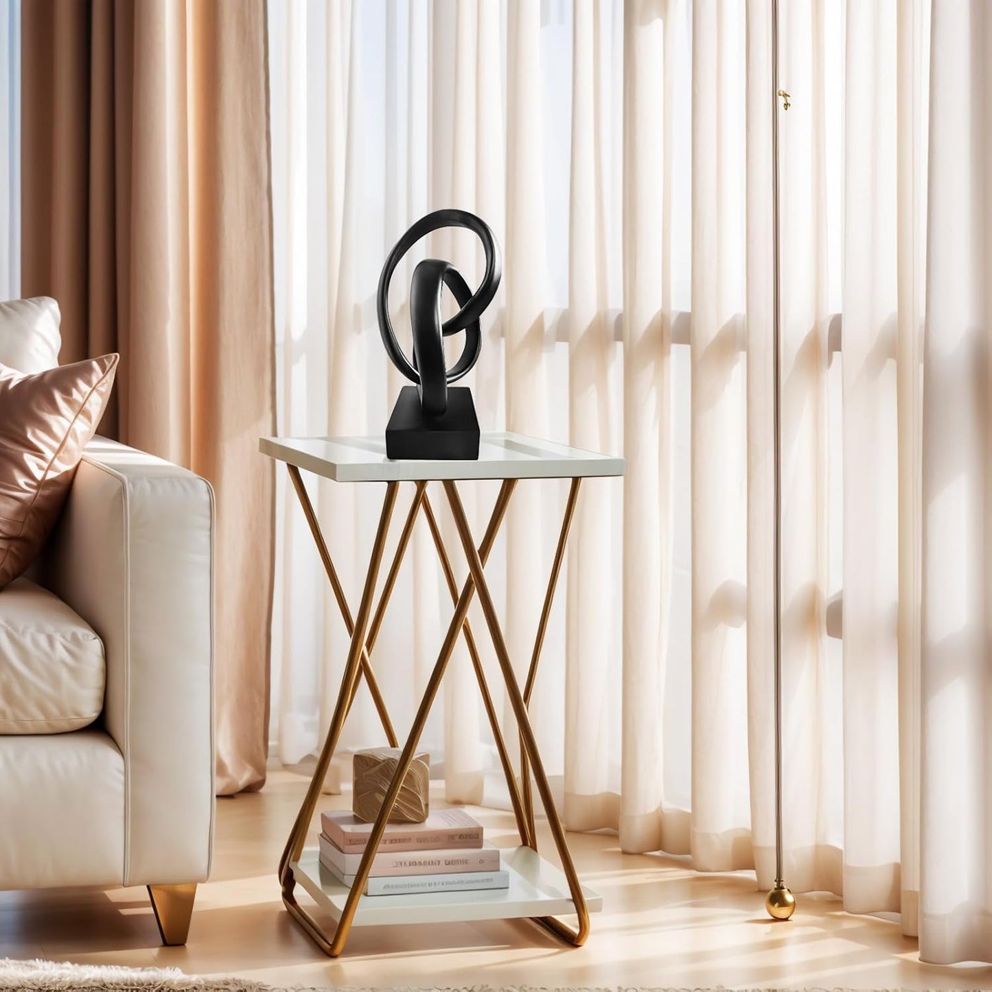 aboxoo Black Knot Decor Mobius Knot Statue, Abstract Statues, Coffee Table Decor for Living Room, Office, Modern Desk Decor