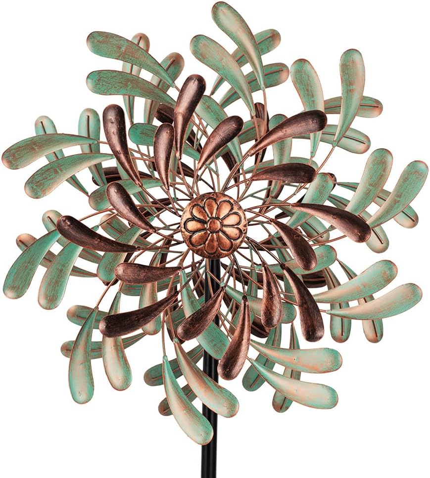 20” Wind Spinners Outdoor,Large Wind Spinner Waterproof,Metal Wind Spinners Double Kinetic Windmill for Yard,Vintage Wind Sculptures & Spinners with 5 Stakes,Pinwheels for Yard and Garden