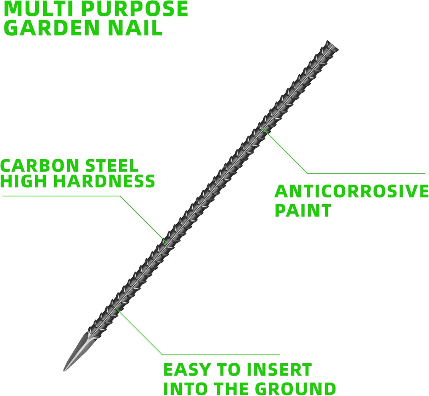 16 Pieces 24-Inch Garden Ground Stakes Galvanized Steel Rebar Stake - Heavy Duty Anchors for Tents, Position Kits,Fences, and Trampolines