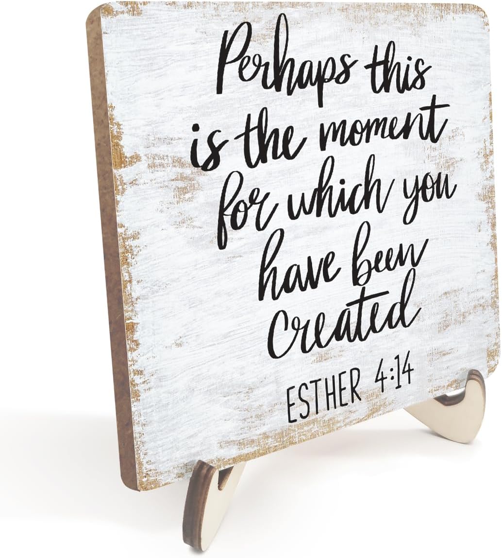 Motivational Wood Sign Rustic Desk Decor Home Farmhouse Office Decor Work Table Desk Accessories Decorative Christian Religious Bible Verse Faith Decorations Office Supplies Bedroom Cubicle Decor