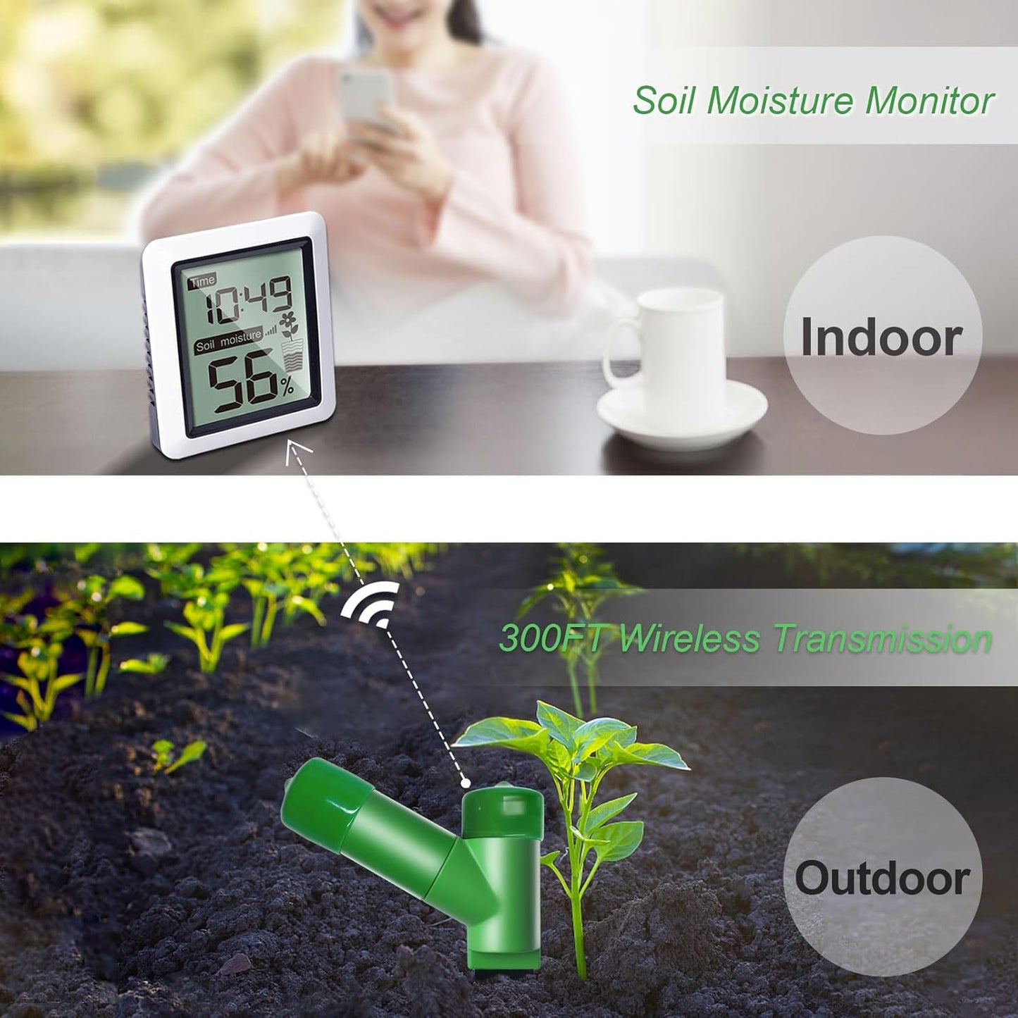 ECOWITT WH0291 Soil Moisture Tester Plant Soil Moisture Sensor Meter with Digital LCD Display