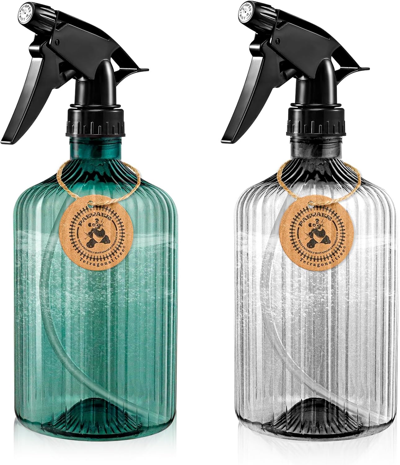 2 Pcs Spray Bottles, 18 oz Empty Water Spray Bottles, Plastic Reusable Adjustable Mist Sprayer Squirt Bottles Containers Refillable for Cleaning Solutions, Gardening, Plants