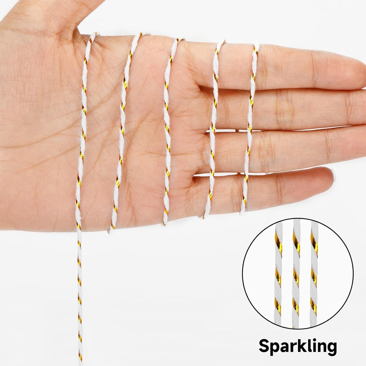 328 Feet Cotton Bakers Twine, Gold Metallic Wedding & Holiday Twine