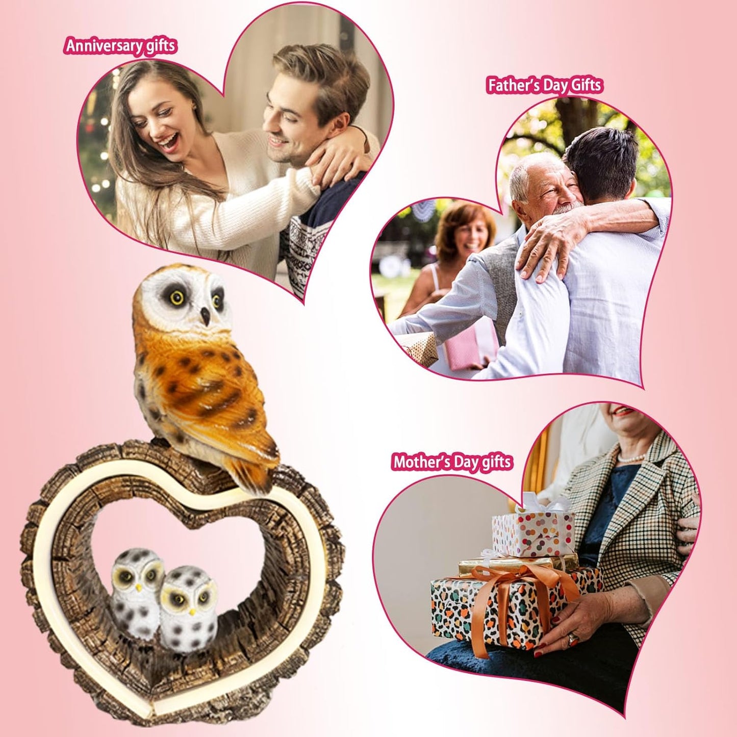 Solar Outdoor Garden Statue, Garden Decor Waterproof Solar Owl Lights for Outside Yards, Art Lawns,Christmas,Home Decor,Birthday Gifts for Women Mom(Love Owl)