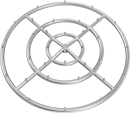 Stanbroil 30" High Flame Round Jet Burner Ring for Natural or Propane Gas Fire Pit, 304 Series Stainless Steel, Triple Ring