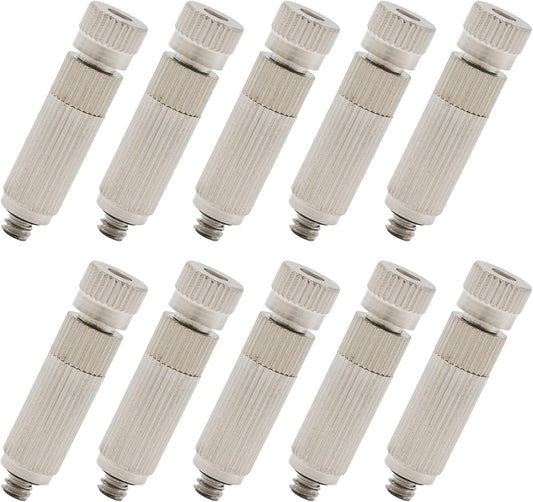 10 Pcs Stainless Steel Misting Nozzles For Outdoor Cooling Misting System, High Pressure Anti Drip Cleanable, 3/16" Thread (0.6mm)