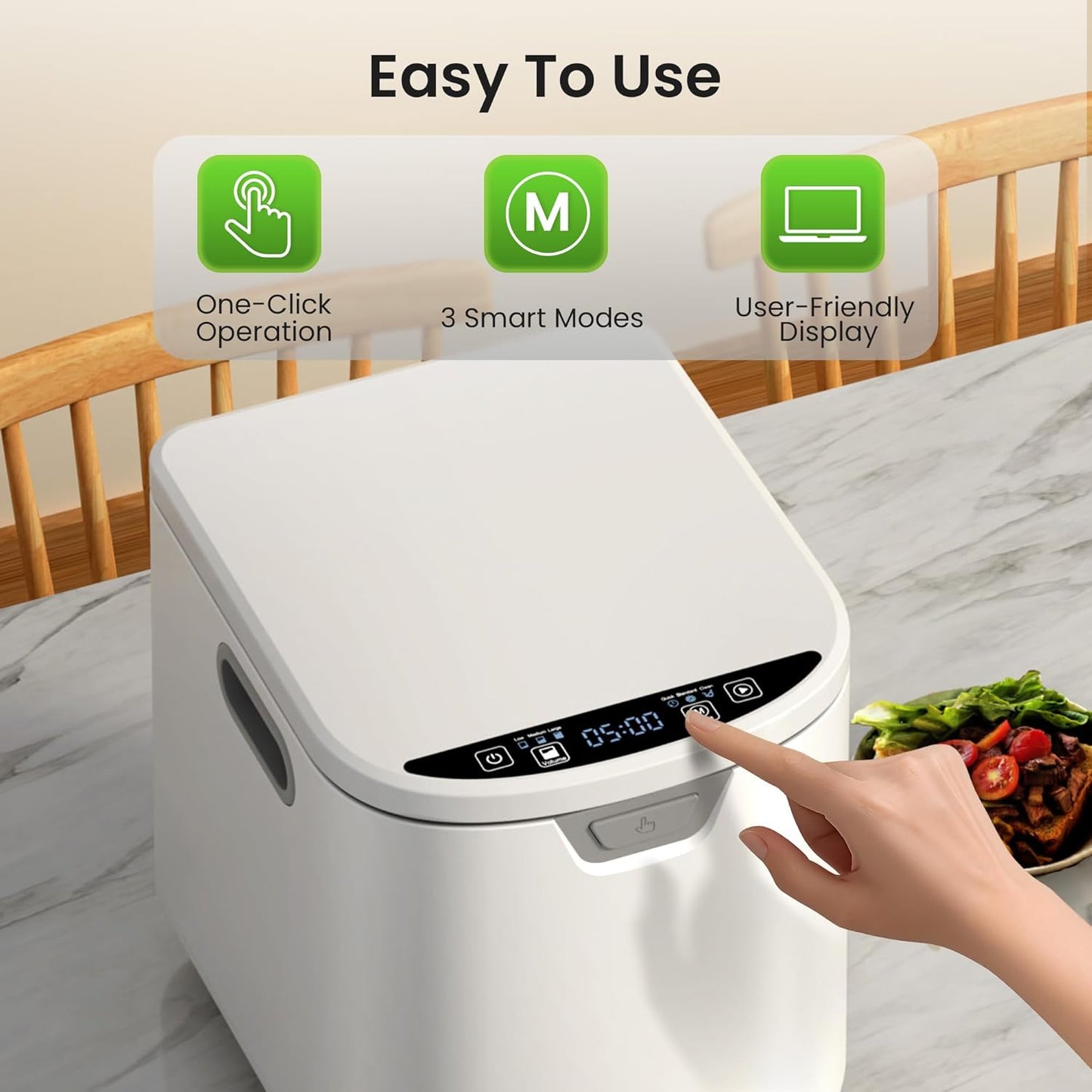 Kismile Electric Composter for Kitchen, 3.5L Smart Countertop Compost Bin with LED Timer Display, Odorless/Auto-Clean, Indoor Compost Bin, Turn Food Waste into Fertilizer