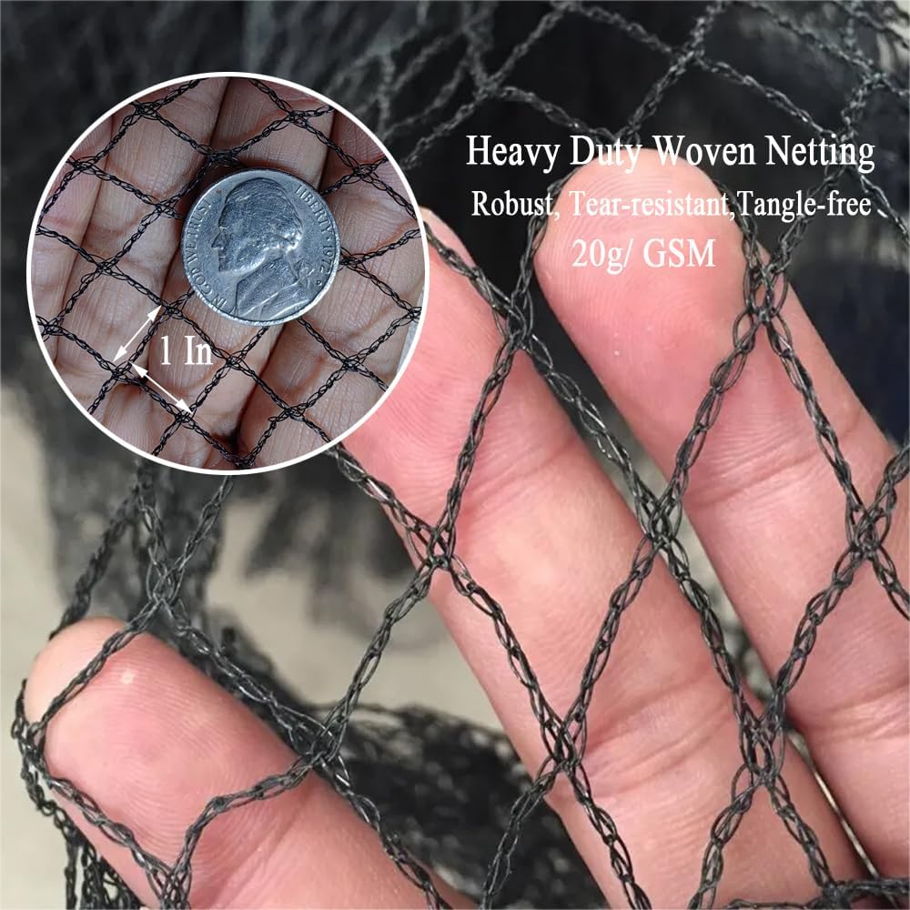 Bird Netting 25x50 Ft, 1 in Mesh Heavy Duty Garden Netting Pest Barrier for Plants, Fruit Trees, Vegetables, Extra Strong Woven Mesh Netting, Animal Fencing Against Birds, Deer, Poultry