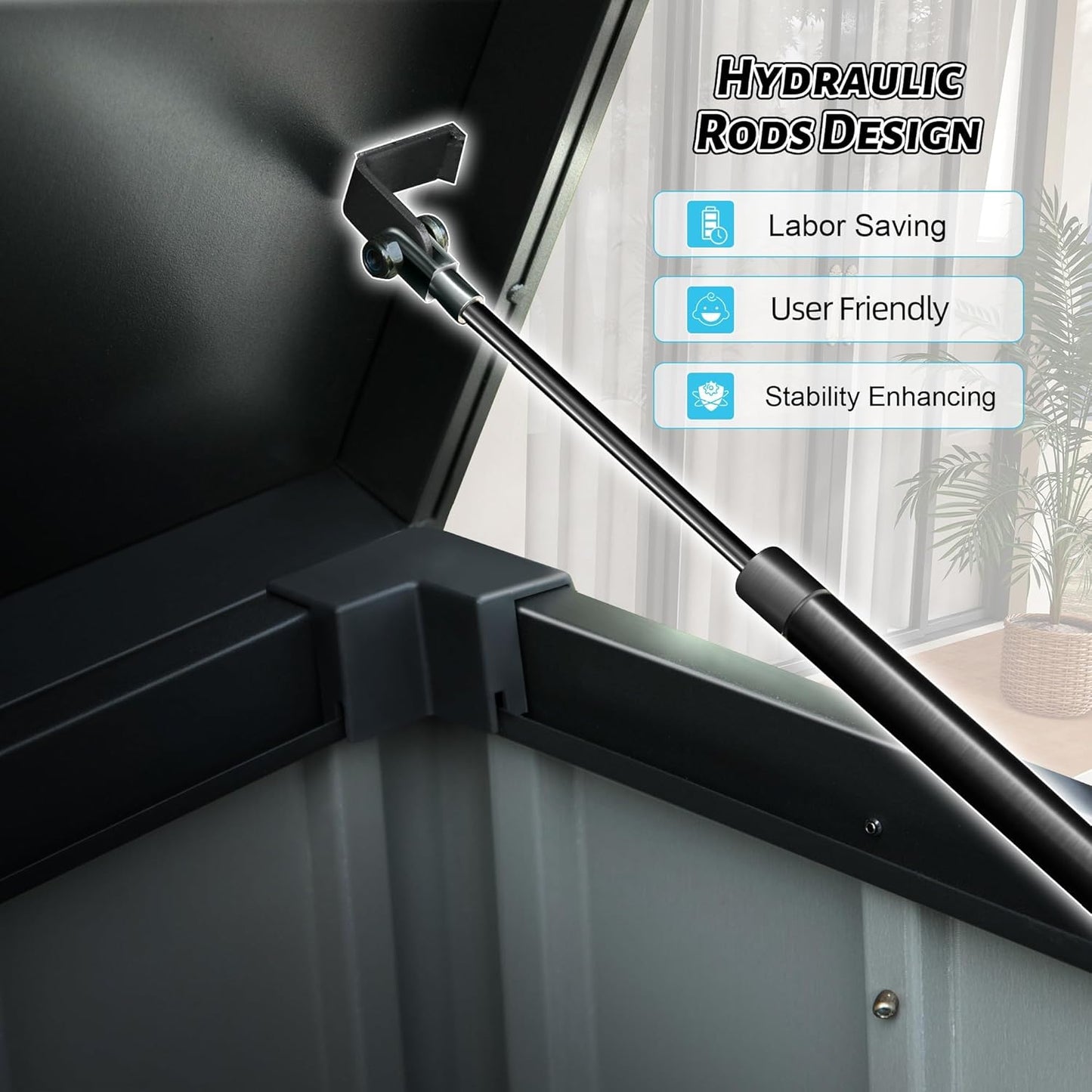 Metal Deck Box, 200 Gallon Outdoor Storage Box Waterproof, Large Patio Furniture Storage Cabinet, Lockable Storage Chest for Porch, Pillows, Cushions, Pool, Tools, Backyard -Grey