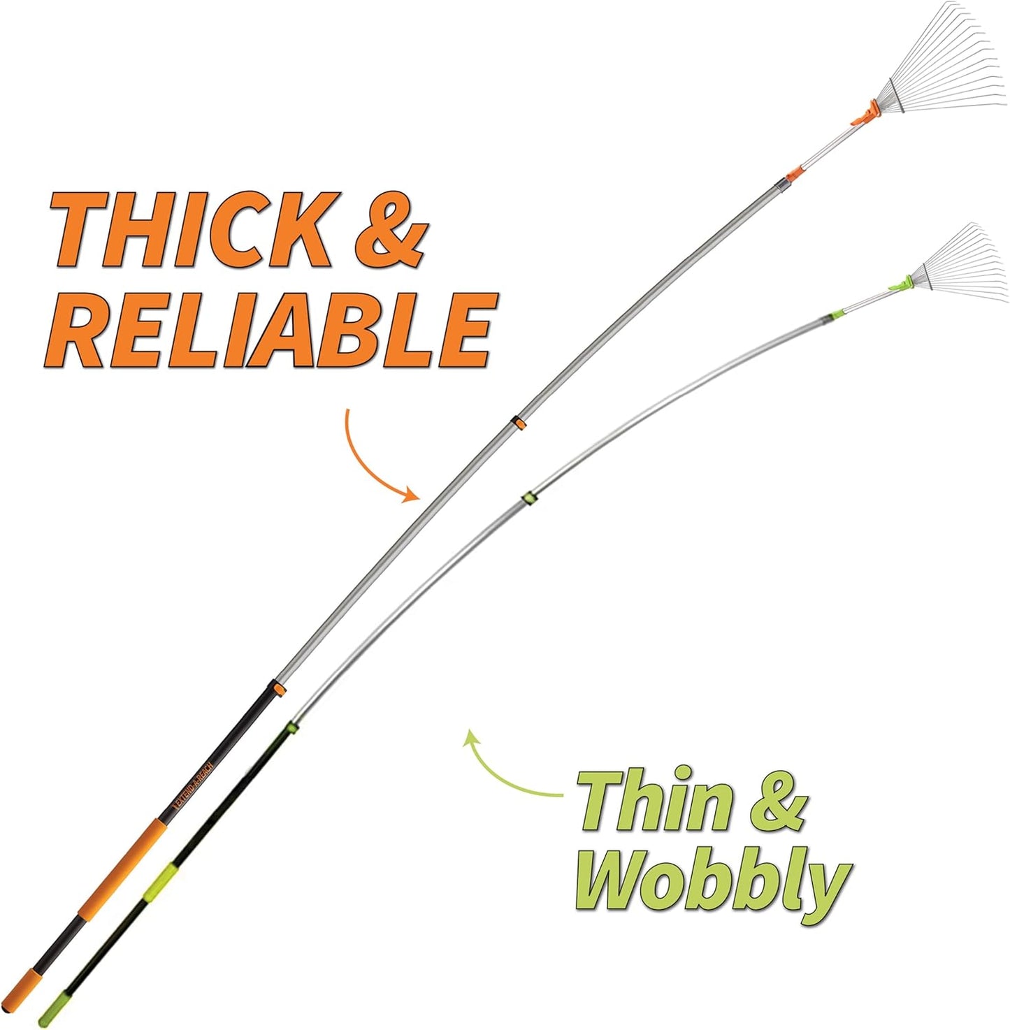 5-30 Telescoping Roof Rake 36 ft Reach // Collapsible Roof Rake for Leaves and Pine with Extension Pole // Roof Cleaning Tool for Gardening and Lawns // High Reach Adjustable Metal Leaf Raker