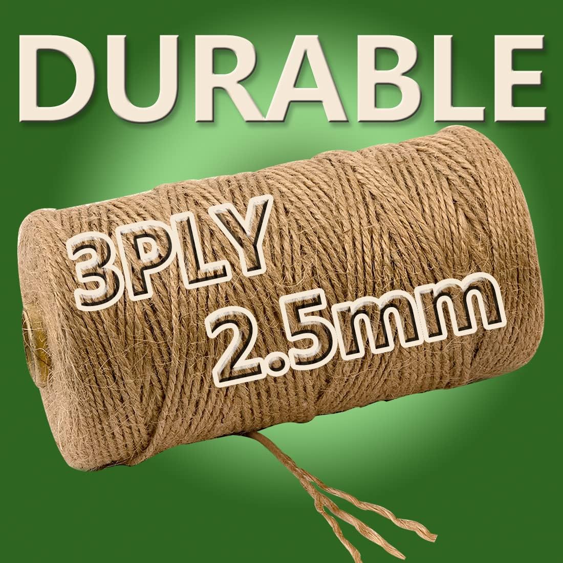 PerkHomy Garden Twine Strong Natural Jute 720 Feet Long Brown Twine for Gardening Tomato Climbing Plant Tie Floristry Crafts Gift Wrapping Packing Decor (Brown 2.5mm * 720feet)