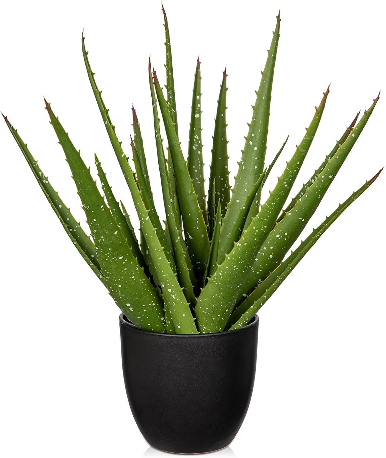 Fake Succulent Aloe Vera Plants 13.4 Inch Large Artificial Succulents with Black Pot Faux Aloe Potted Plant for Desk Modern Home Office Bedroom Living Room Table Shelf Decor
