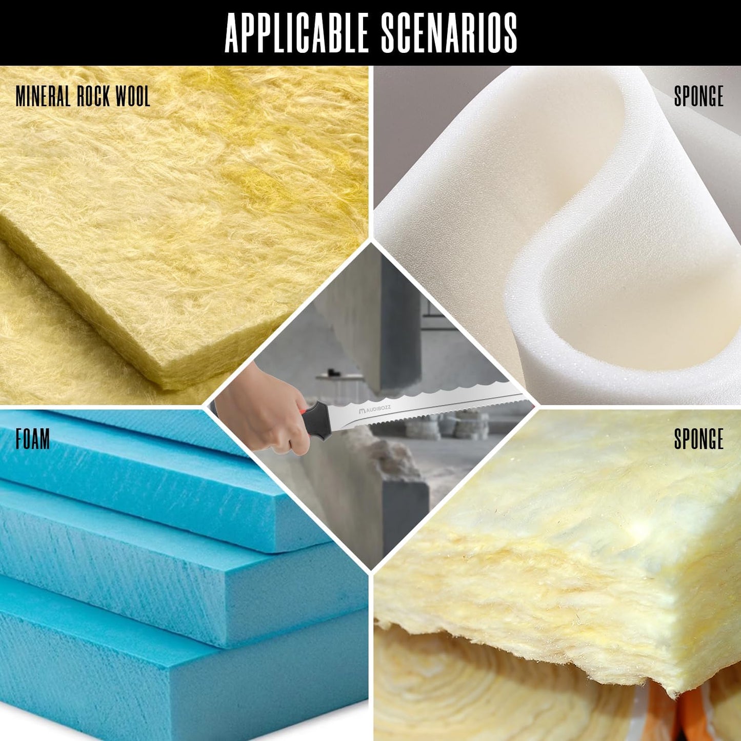 Insulation Knife - Sod Cutter Knife: stainless steel 11.14-Inch sharp blade, double side utility Lawn Repair Saw with Nylon Sheath