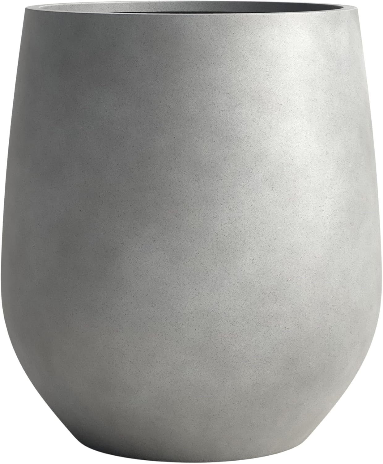 DTY Signature Mount Wilson Lightweight and Durable Modern Fiberstone Tapered Planter for Indoor Outdoor Drainage Hole & Rubber Plug Weather Resistant, 21.7" H x 20" Dia,15.7" Opening - Large, Gray