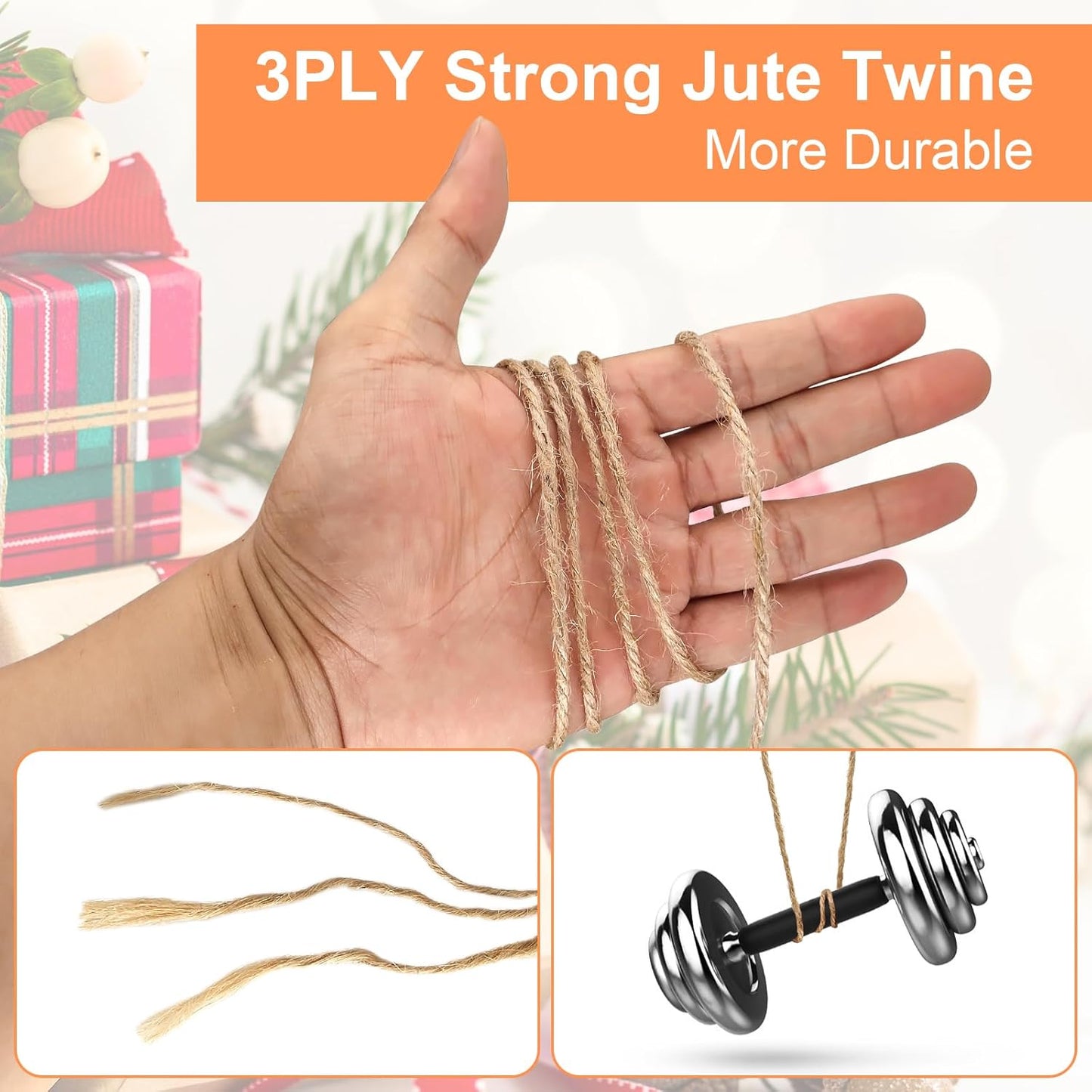 Twine String, 2mm 1148FT Jute Rope for Handmade Arts Crafts Gift Wrapping, Burlap String for Gardening Climbing Plant, Hemp Cord for Halloween Christmas Wedding Decoration