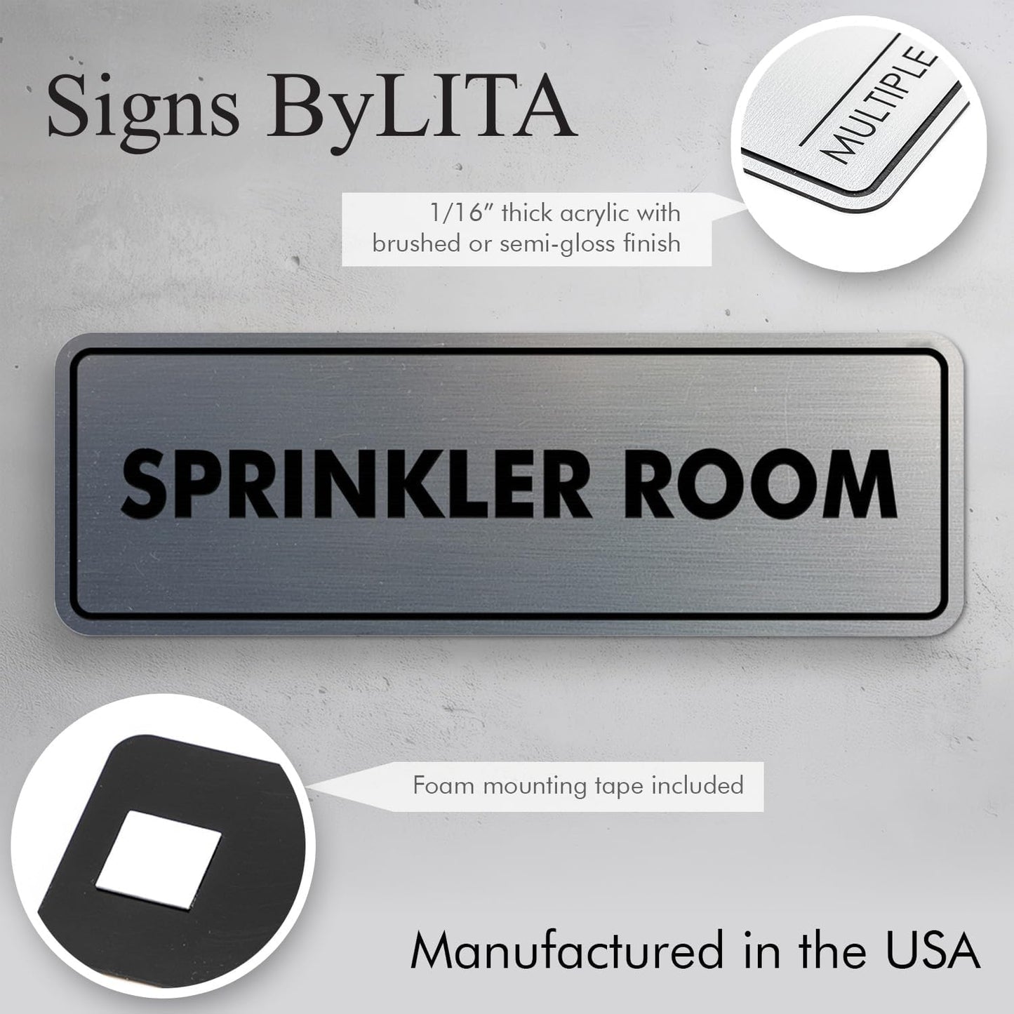 Signs ByLITA Standard Sprinkler Room Sign (Yellow/Black) - Large