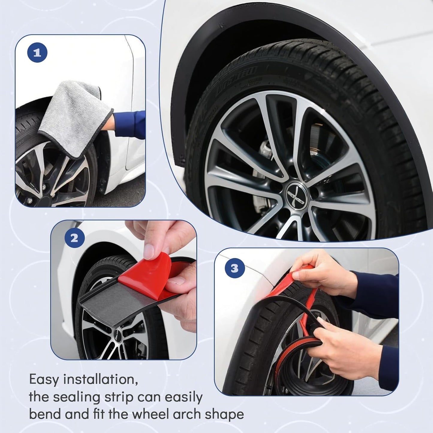 Fender Flares Edge Trim,Car Wheel Eyebrow Arch Trim Lips Strip Fender Flare Protector, Fender Flare Rubber Seal for Car and Truck Wheel Arch Well Black, 23ft(l) x0.14ft(w)