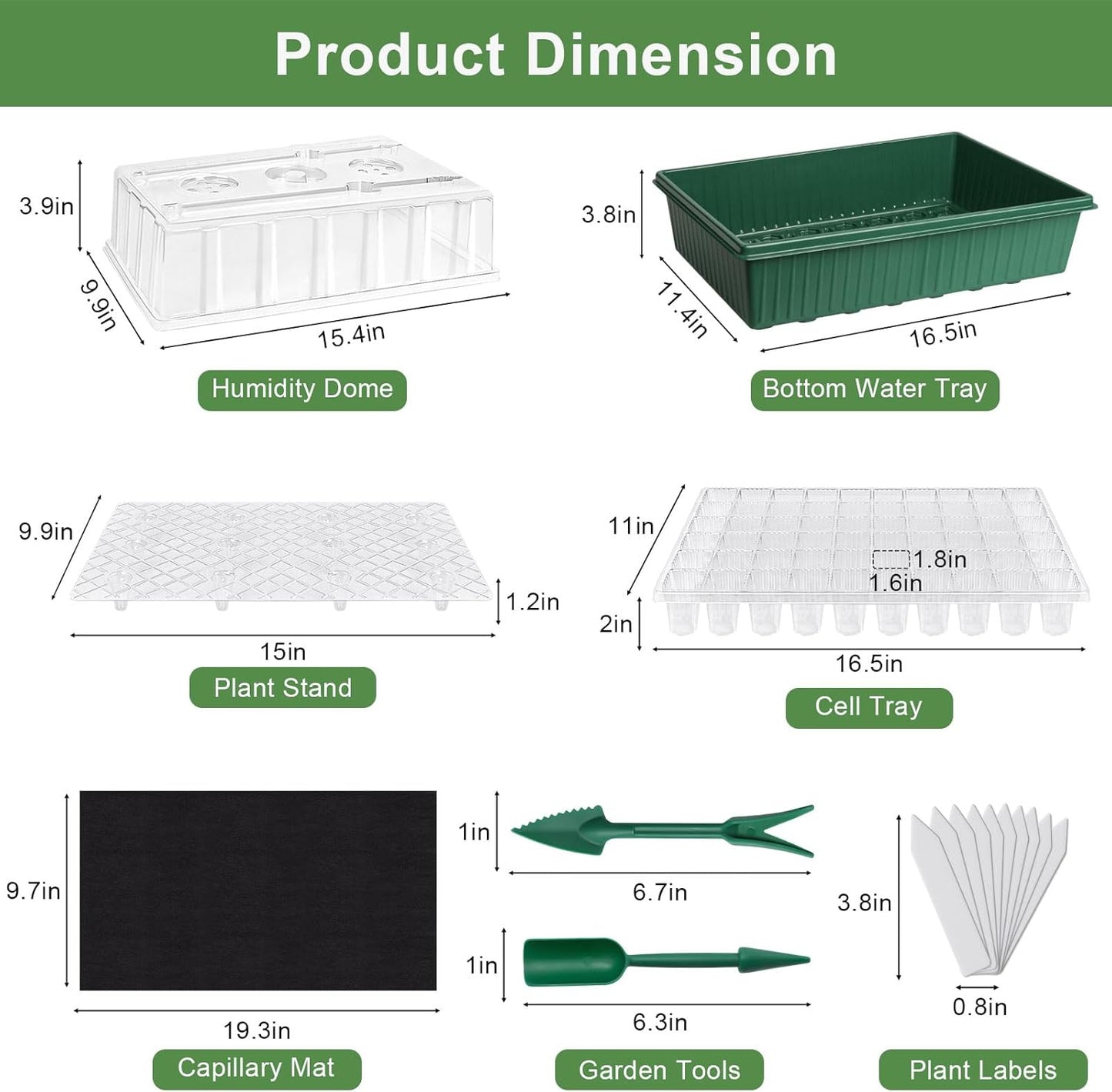 Self Watering Seed Starter Tray with Grow Light, 2 Pack 120 Cells Seed Starter Kit with Humidity Dome, Seed Starting Kit for Plant Starter, Indoor Seedling Tray with 4" High Lid Germination Tray