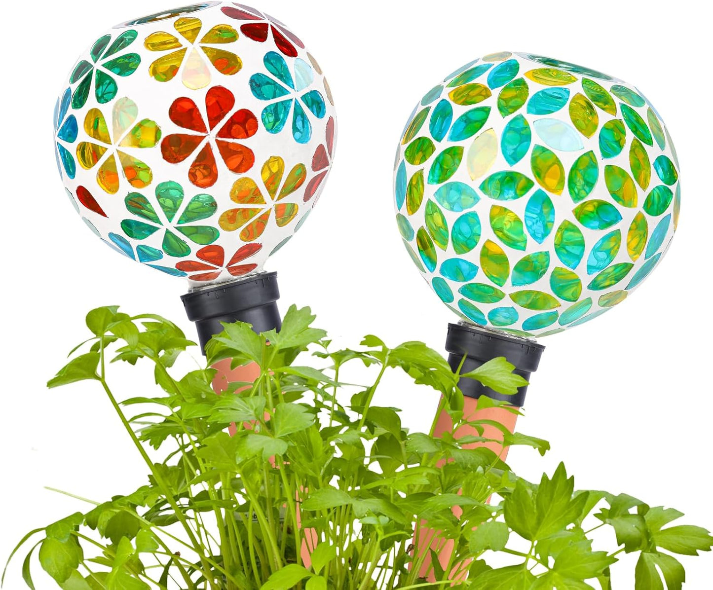Plant Watering Globes Mosaic Self Watering Stakes 2 Pack Large Self Watering Planter Insert Automatic Watering Device Outdoor Indoor Decoration
