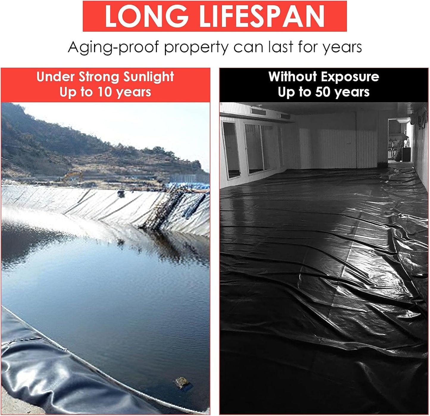 15x20 Ft Pond Liner, 20 Mil Thickness, Pliable & Durable Lldep Material, Easy Cutting & Uv Resistant, for Fish or Koi, Features, Waterfall Base, Fountains and Water Gardens