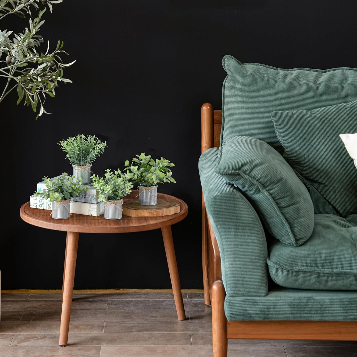 Mkono 4 Packs Small Fake Plants in Farmhouse Galvanized Pots Table Centerpiece Mini Potted Artificial Plants Faux Eucalyptus for Shelf Office Rustic Home Decor