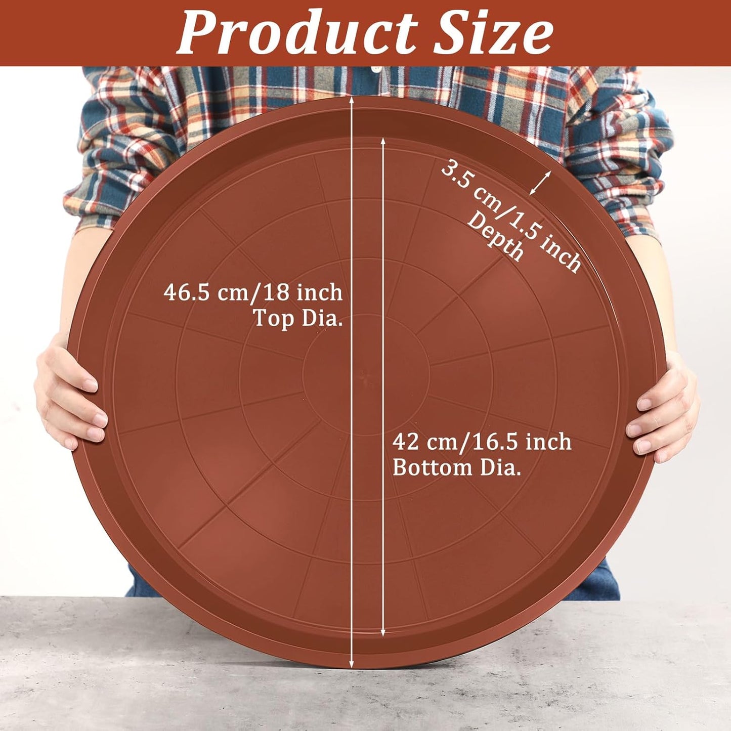 Eccliy 6 Pack Plastic Plant Saucer Heavy Duty Planter Saucers Large Plant Pot Saucers Plastic Water Trays for Indoors and Outdoors Flower Plant Plant Drip (Terracotta,18 Inch)