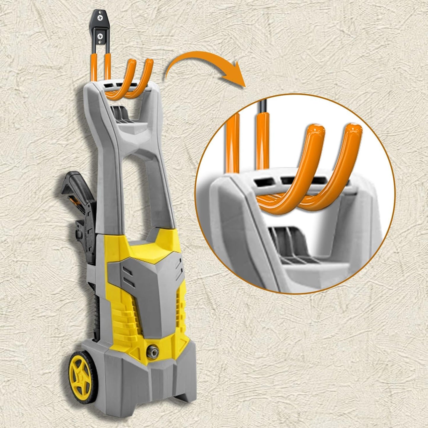 3-H Large Garden Hose Holder Wall Mount 4 Pack,Solid Steel Hose Hanger,Water Hose Holders for Outside,Perfect for Hanging Outdoor Air Hose,Ropes,Pipes,Garden Tools,Ladders,Bikes,Bulk Items(Orange)