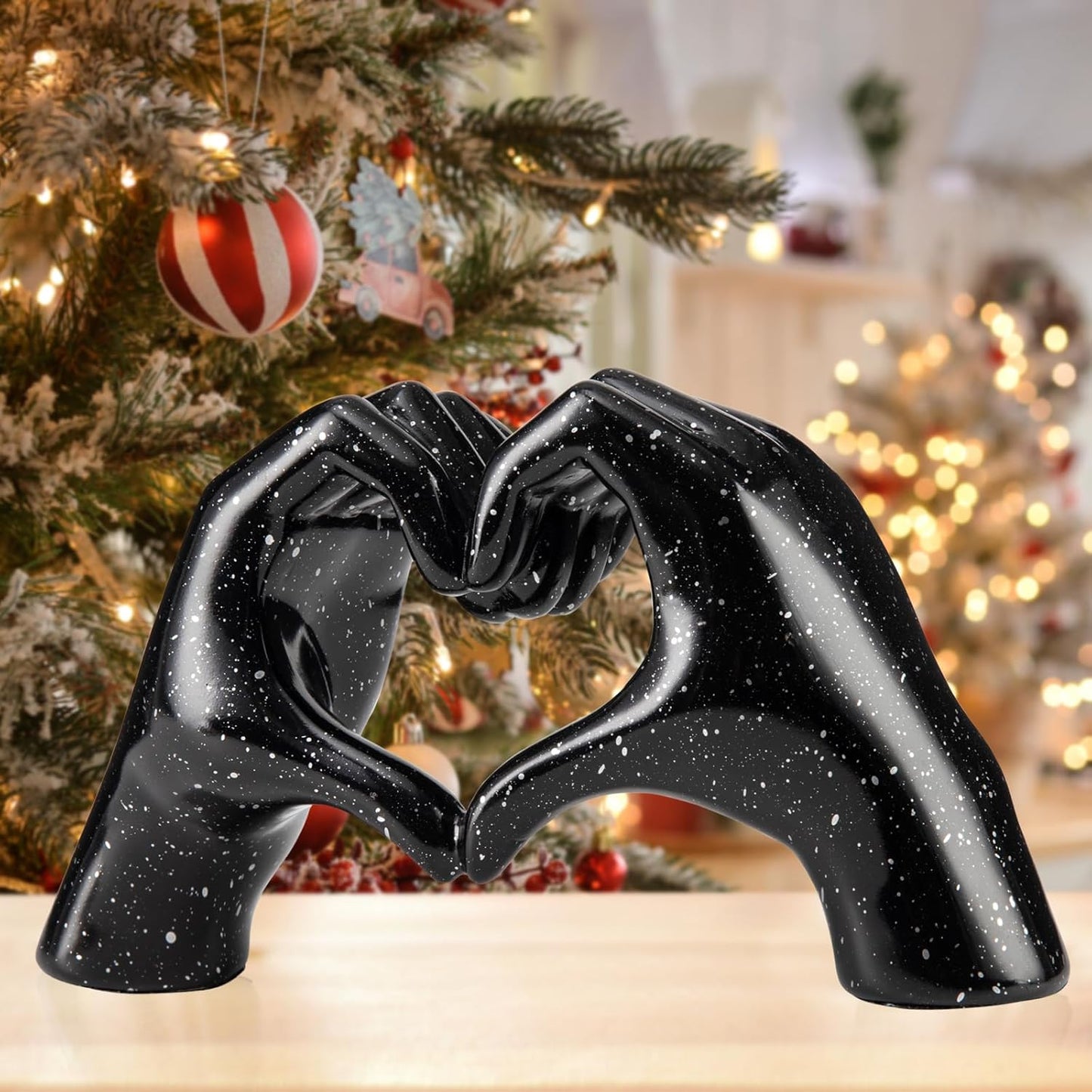 Valentines Day Gifts for Him, Heart Hands Sculpture, Heart Hands, Valentines Day Decorations, Black Room Decor for Living Room Bedroom Bookshelf, Black