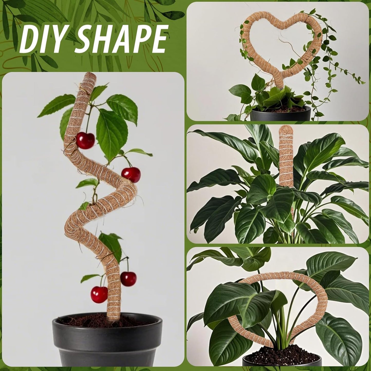 2 Pack Moss Pole, 28 Inch Monstera Plant Support, Moss Poles for Climbing Indoor Plants, Handmade Coco Coir Plant Support Stakes for Potted Plants, Pothos, Philodendron