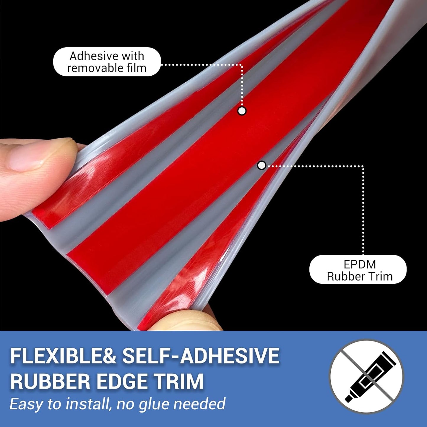 Rubber Edge Trim, Flexible Self Adhesive U Shaped Peel and Stick Edge Banding, 1-1/2"(38mm) U Channel Edge Protector, Edge Guards for Woods, Furniture, 20Ft, Grey Color