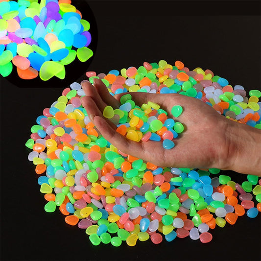 Glow in The Dark Stones 1000 Pcs Glow Pebbles Aquarium Rocks Rainbow Stones for Fish Tank Lawn Yard Garden Walkway Plant Pots