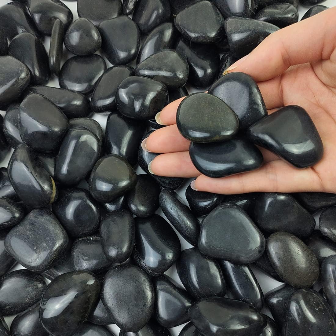 20 lbs Black Pebbles for Plants, 0.8-1.2 inch Small River Rocks for Landscaping, Decorative Stones for Planters Vase Fillers Fish Tank Gravel and Garden Rocks