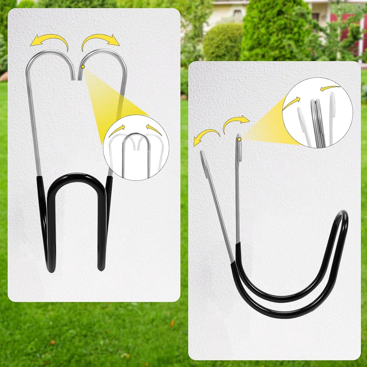 Garden Hose Holder Water Hose Hanger Wall Mounted,304Stainless Steel Solid Hose Hook Holds Up to 50Ft Garden Hose, Expandable Hose, Water Hose(Black Paint 2pcs)