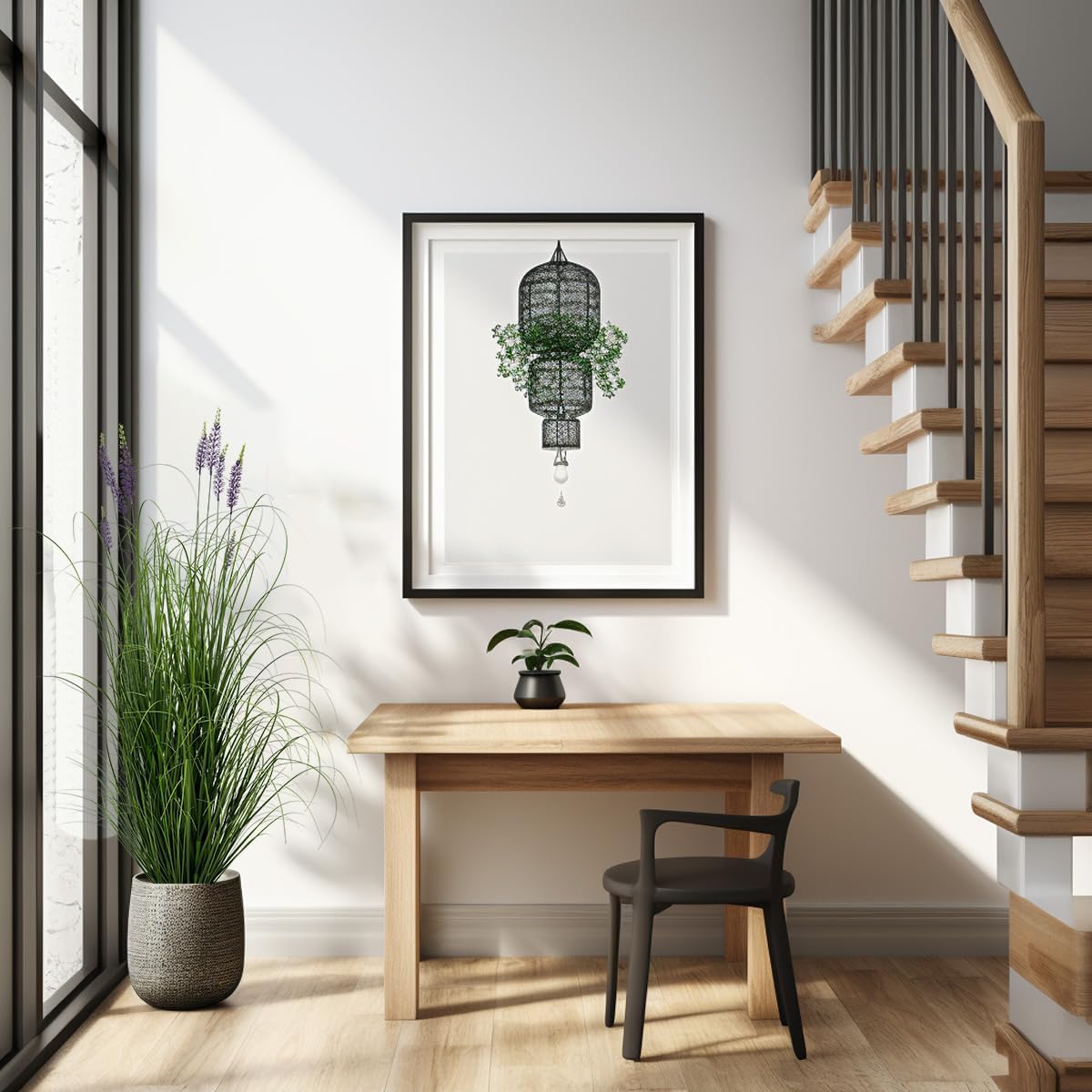 Artificial Plant 5ft(2pack) Tall Artificial Lavender Plant,Faux Plants Indoor Home Decorative Artificial Plants & Flowers in Pot Fake Plant, House Plant Indoor