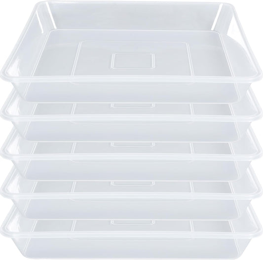Square Plant Saucer 12 Inch 5 Pack, Strong Clear Plastic Flower Plant Pot Saucer, Square Planters for Indoors and Outdoors Plants, Garden Plant Saucers for Pots Plant Trays.