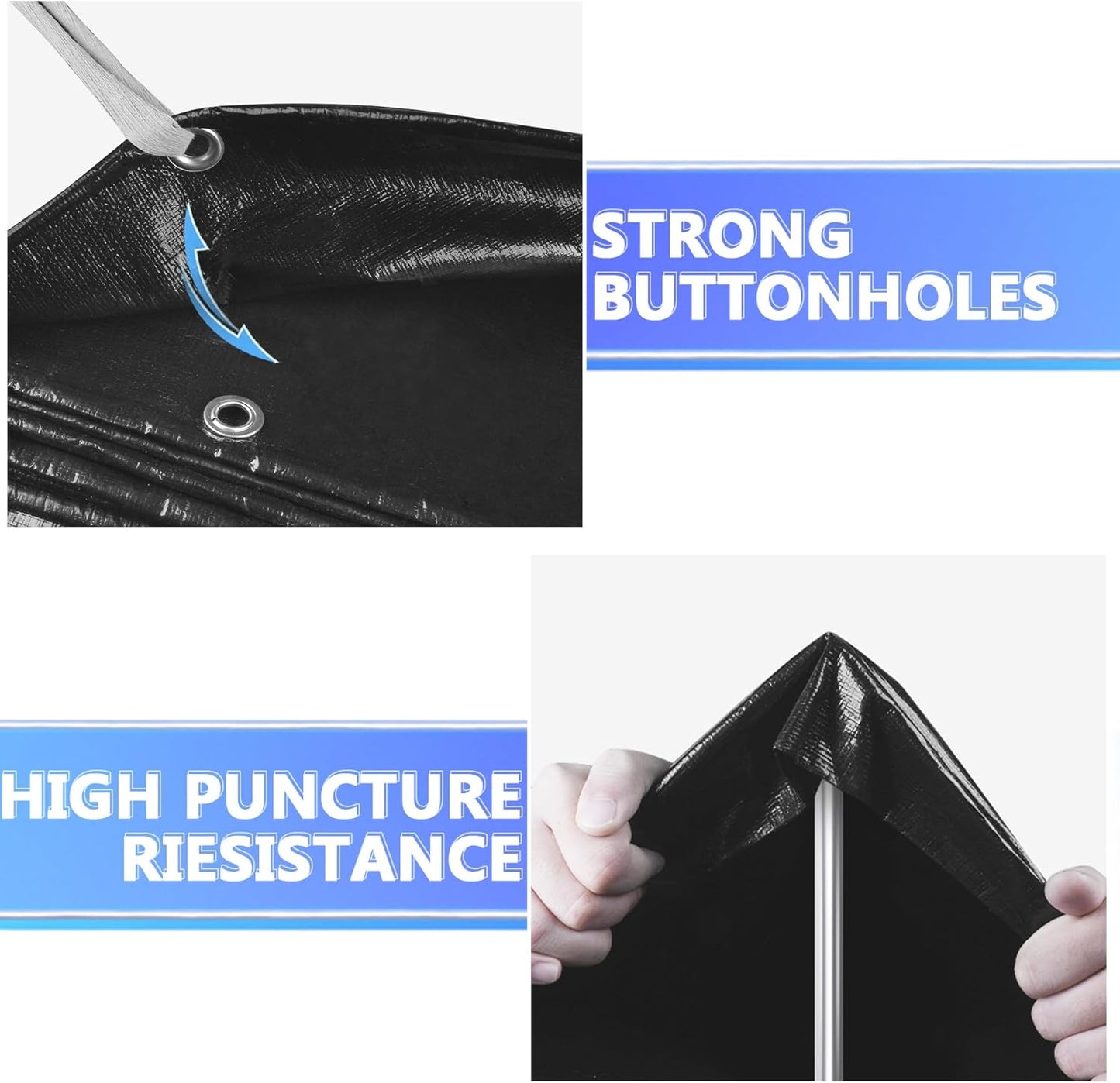 Reinforced PE Pond Liner 20 x 20 FT, 28 Mil Sun Resistant Preformed Pond Liner, Hemmed Edge with Buttonholes Liner for Outdoor Large Ponds, Fish/KOI/Duck Pond, Garden Waterfall, Waterscape, Black